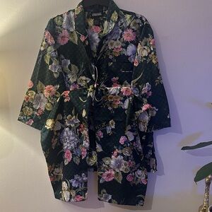 Elegant Floral Pijama Set- Black and Pink